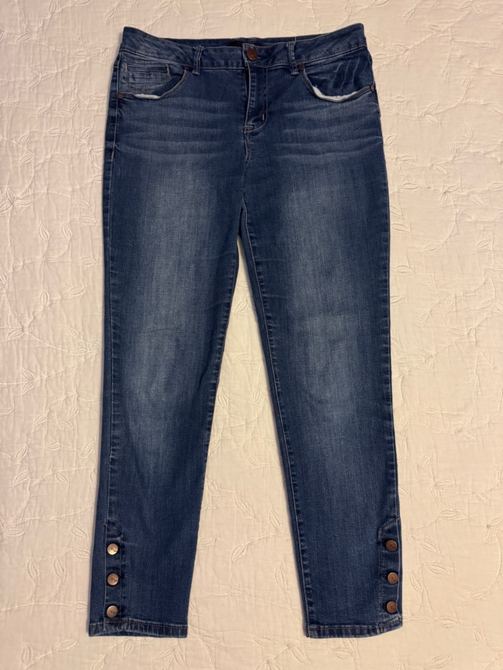 1822 Denim Dark Blue Ankle Jeans with Button Cuff